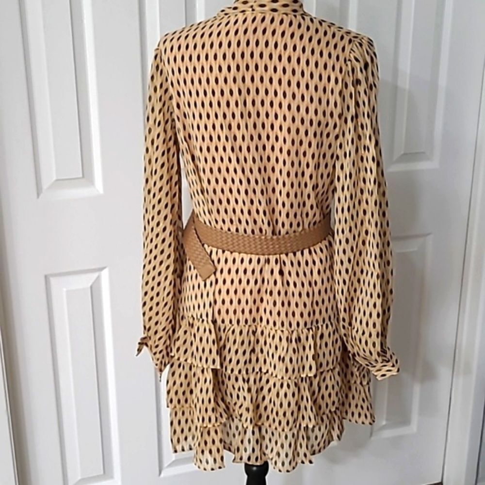 Chiffon Ruffled Dotted Mini Neutral Tan Gold - Picture 3 of 13